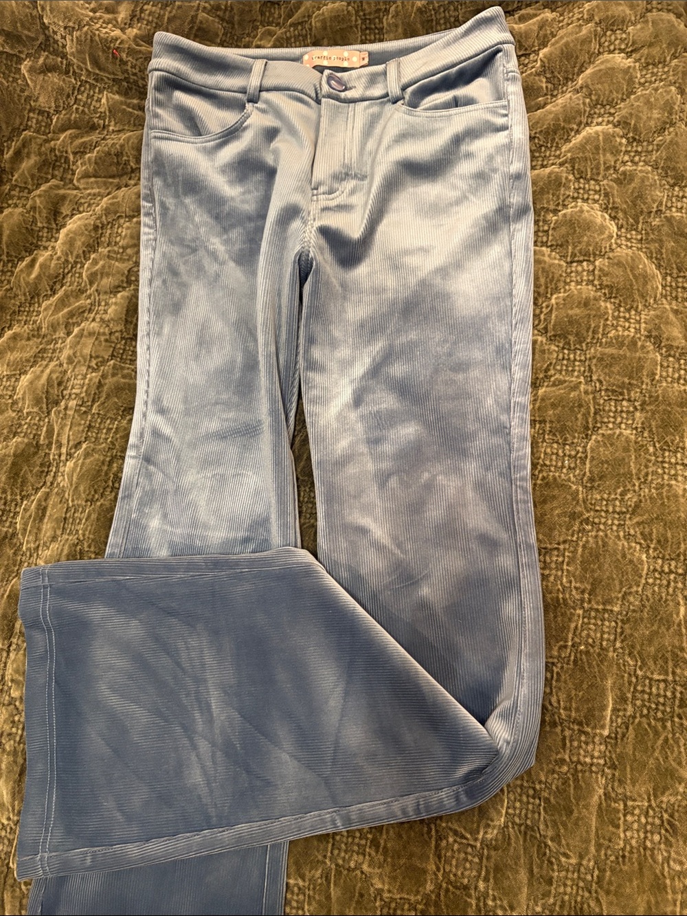 Traffic People Light Blue Corduroy Flare Jeans